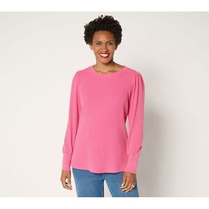 Maya J Women's Top Sz S Snow Washed Waffle Knit Crew Neck Pink A707202